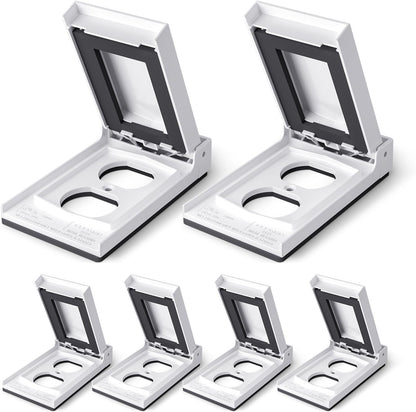 ELEGRP Horizontal Outdoor Cover for Duplex Receptacles, 2-Hole Weatherproof Wall Plate, Outdoor Electrical Outlet Cover, Standard Size 1-Gang 4.55” x 3.02”, Thermoplastic, 1 Pack, Grey