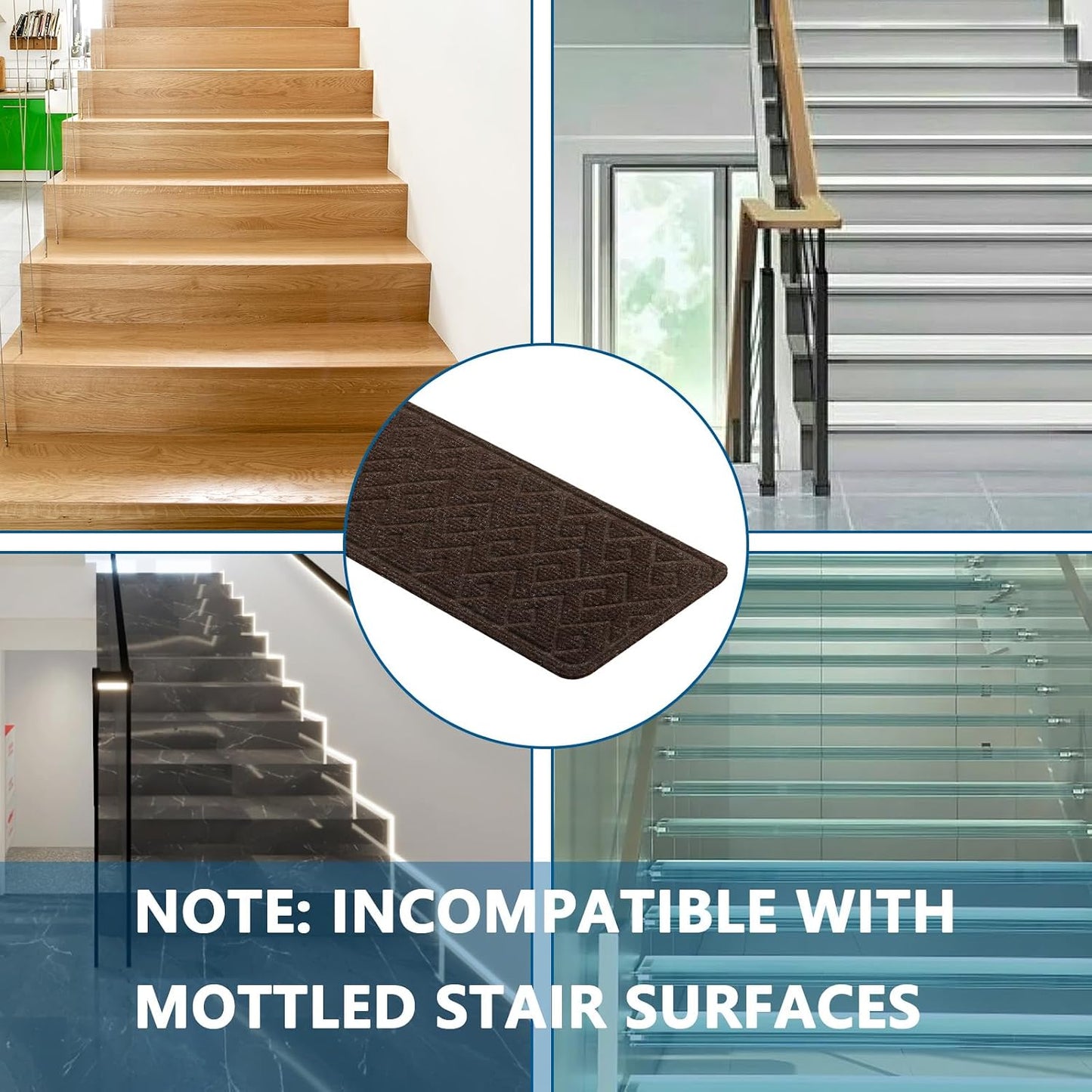 KOOTETA Stair Treads for Wooden Steps Indoor, 15 Pack 8" X 30" Non Slip Carpet Stair Treads with Reusable Adhesive for Kids Elders and Dogs, Surface Polyester TPR Backing Stair Runner Rugs, Dark Grey