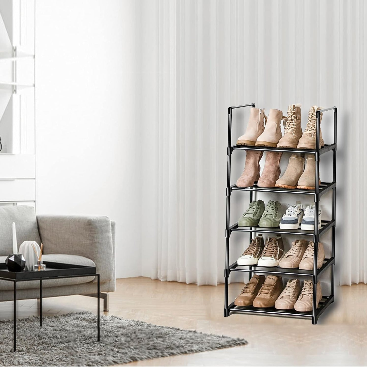 OYREL Sturdy Metal Organizer for Narrow Closets, Shoe Shelf Stand