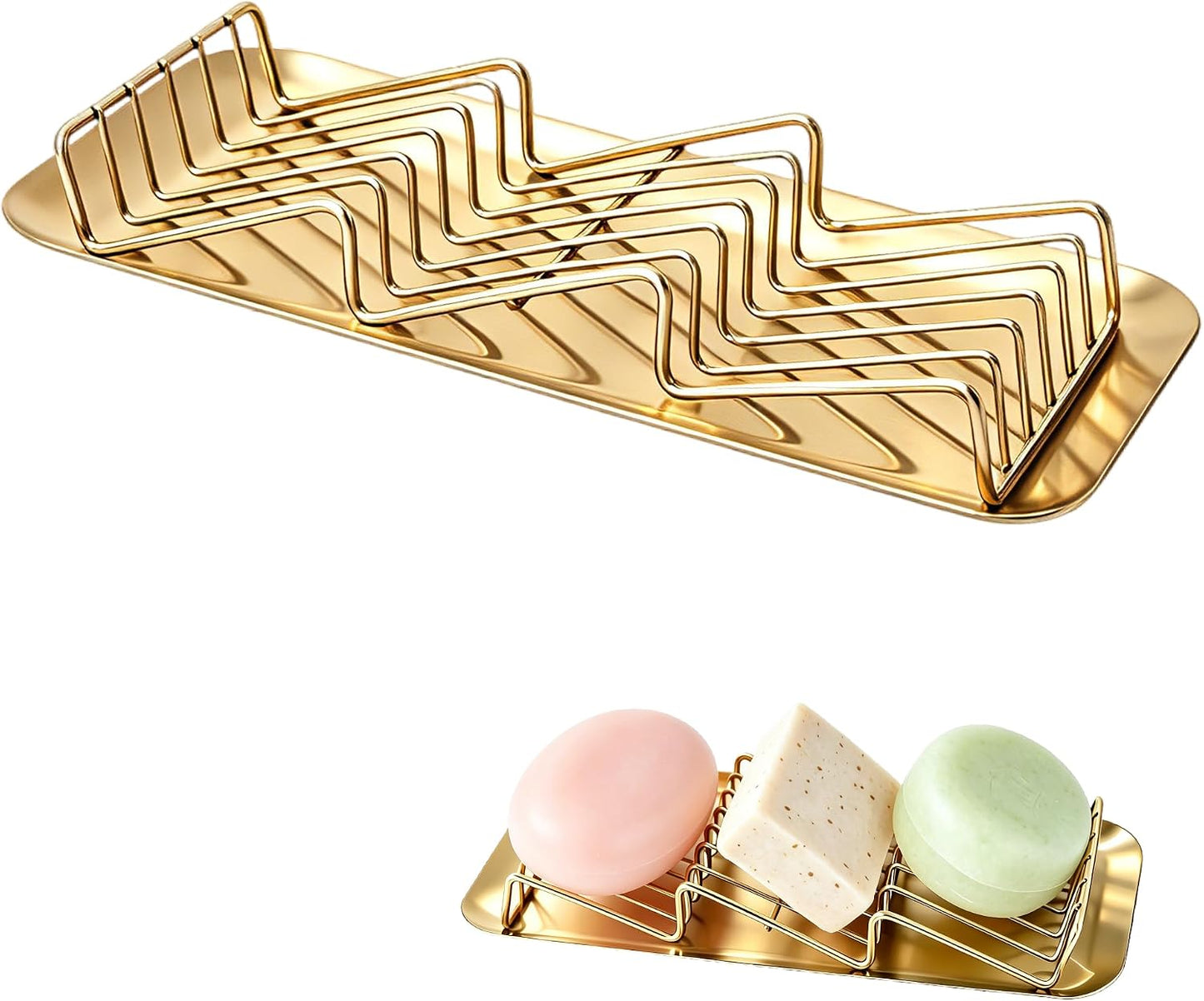 304 Stainless Steel 3 Bar Soap Dish, Self Draining Shampoo Bar Holder for Solid Shampoo & Conditioner Bars, Corner Soap Holder Tray for Shower Bathroom