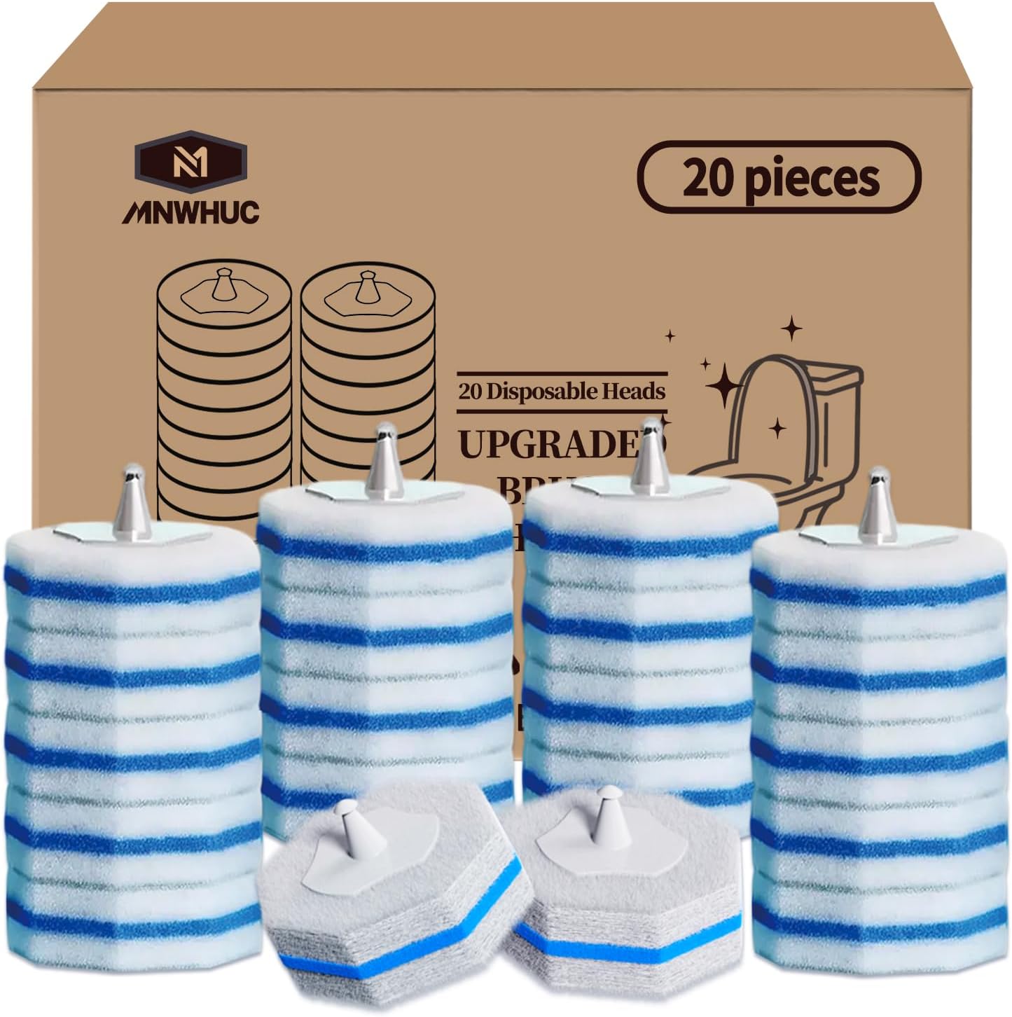 Toilet Bowl Cleaner Wand Refills Compatible with CLOROX, 20 Count Disposable Toilet Brush Refills, Replacement Heads for Toilet Cleaning System, Blue