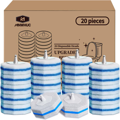 Toilet Bowl Cleaner Wand Refills Compatible with CLOROX, 20 Count Disposable Toilet Brush Refills, Replacement Heads for Toilet Cleaning System, Blue