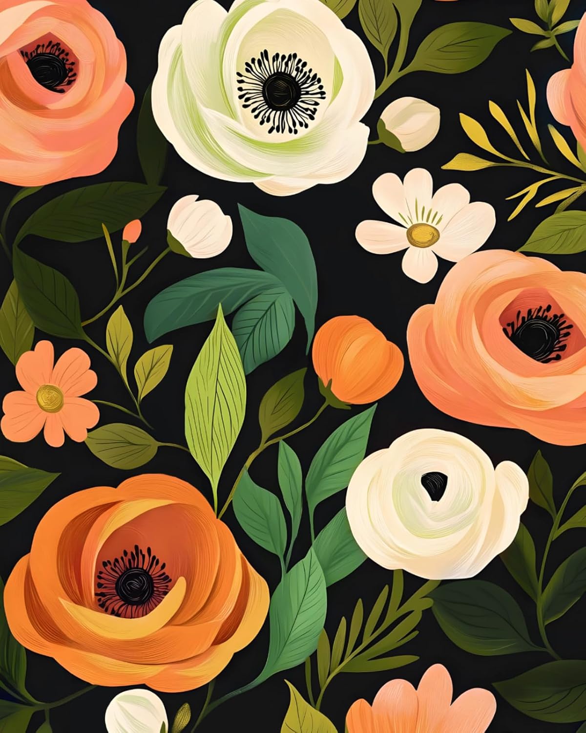 Danodoi Yellow Floral Wallpaper Peel and Stick Vinyl Wallpaper Stick and Peel Colorful Contact Paper for Cabinets Waterproof Self Adhesive Wall Paper for Kitchen Countertop Wall 17.5" x 118"