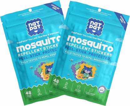 NATPAT Buzz Patch Mosquito Patch Stickers for Kids - Plant Based Ingredients, Non-Toxic - The Original All Natural Citronella Essential Oil Insect Patch, DEET Free, for Toddlers, Kids (48 Pack)