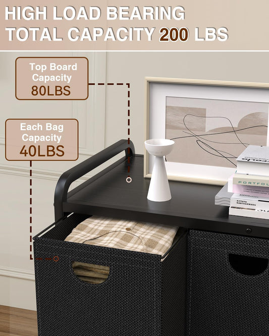 Laundry Sorter 3 Section,Laundry Basket with Wheels,3×15.8 Gal (60L) Laundry Hamper Organizer with Large Wooden Desktop Sorter,Pull-Out and Removable 900D Oxford Fabric Laundry Bags for Laundry Room