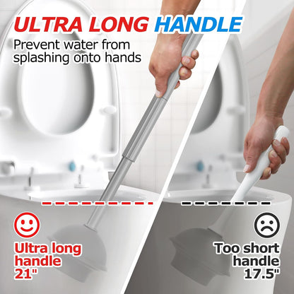 FORASTO 2Pack 2 in 1 Toilet Brush and Plunger Set, Extended Handle Plunger,Toilet Bowl Brush Plunger Set,Bathroom Cleaning Tools,Toilet Brush Plunger Combo,Cleaning Brush,Cleaning Supplies