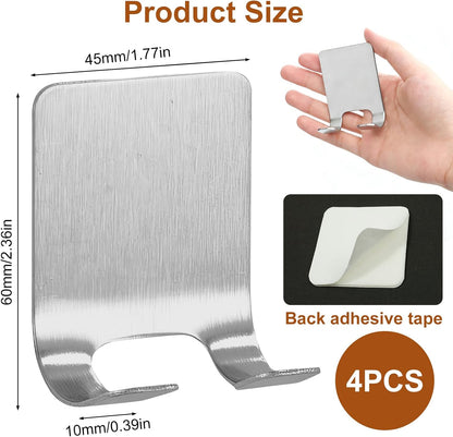 4 Pcs Gold Razor Loofah Holder for Shower Self Adhesive Waterproof Shaver Hooks Waterproof for wall Metal Heavy Duty Utility Storage Hanger Hooks Holder for Towels Accessories Kitchen Bathroom (Gold)