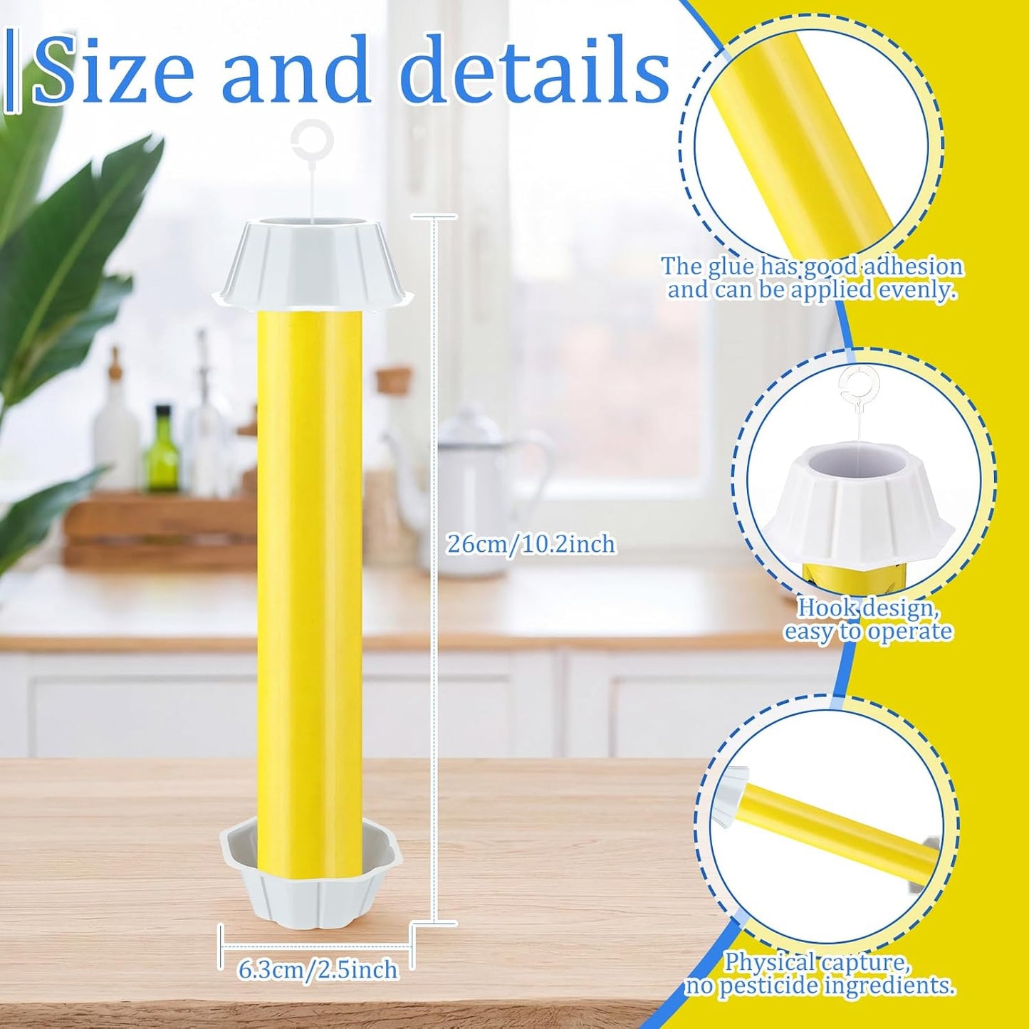 Qualirey 12 Pcs Sticky Fly Trap Fly Stick Indoor Outdoor Long Lasting Hanging Flies Bug Catcher Paper Tape Strips with Hook for Wasps Gnats Bug Insects Fruit Flies Mosquitoes (Stylish-3,Yellow)