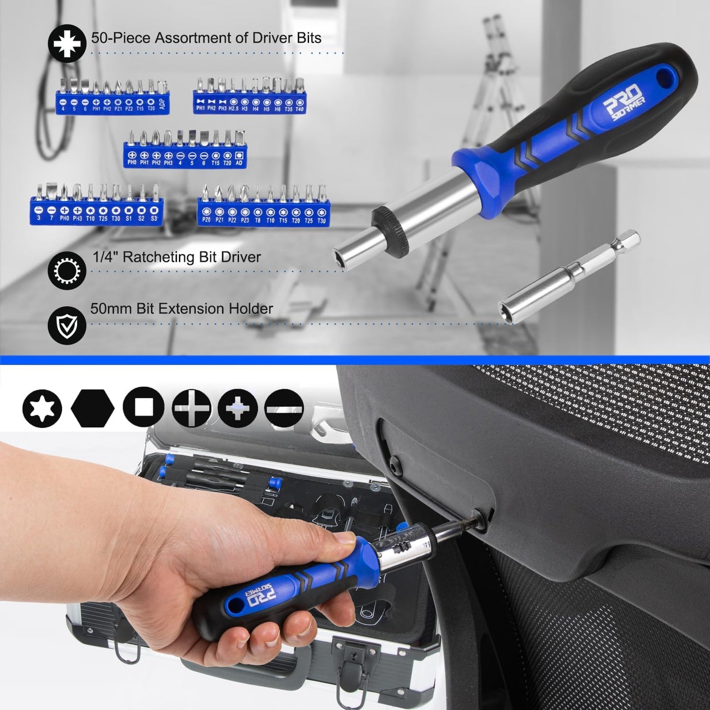 Prostormer 259-Piece Household Hand Tool Set | Complete ToolKit with Heavy Duty Aluminium Tool Box for Home/ Car/ Garage/ Mechanics