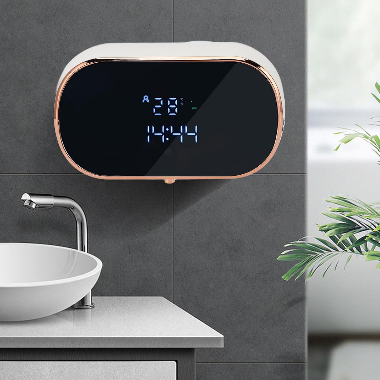 Zunate Wall Mount Automatic Foaming Soap Dispenser - 350ml USB Rechargeable Touchless Hand Soap Dispenser for Bathroom & Kitchen with Easy Install Adhesive (Black)