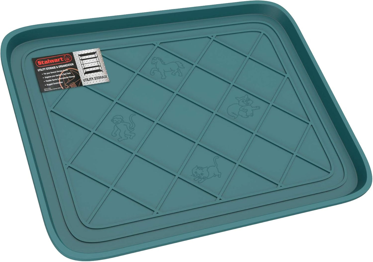 All Weather Boot Tray - Small Water Resistant Plastic Utility Shoe Mat for Indoor and Outdoor Use in All Seasons by Stalwart (Teal)