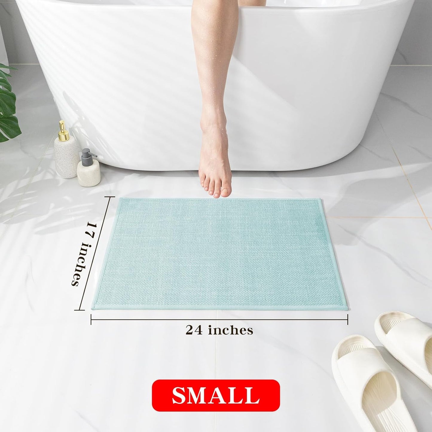 chakme Bathroom Rugs Mat 24x17, Ultra Thin Non Slip Bath Mat Small Quick Dry Absorbent Bath Mat for Bathroom Floor, (Dark Beige, 24"x17")