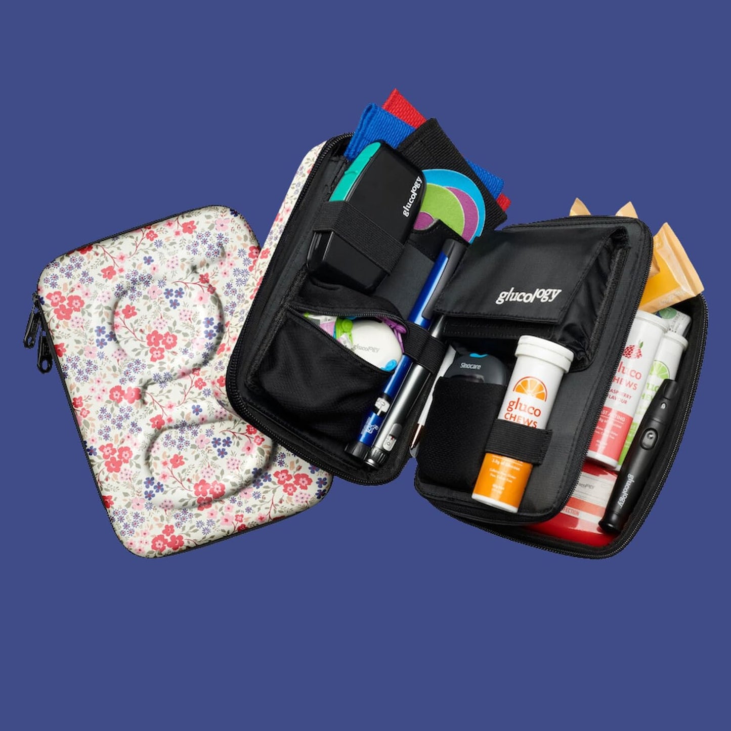 Glucology Large Diabetes Travel Case Hard Shell, Organizer for Glucose Monitor, Insulin Pen, BGL Strips, Syringe, Needles & Diabetic Supplies, Premium & Durable with Extra Compartment, Black