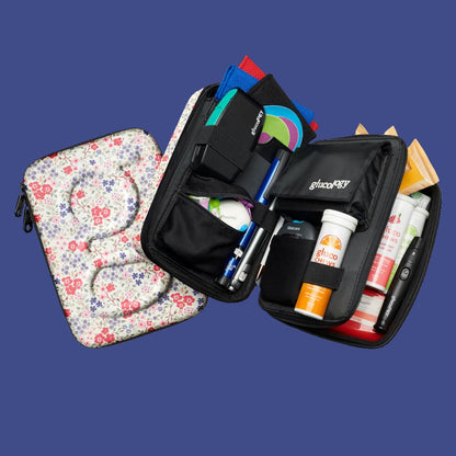 Glucology Large Diabetes Travel Case Hard Shell, Organizer for Glucose Monitor, Insulin Pen, BGL Strips, Syringe, Needles & Diabetic Supplies, Premium & Durable with Extra Compartment, Black