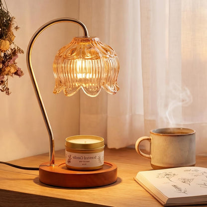Funistree Flower Candle Warmer Lamp with Timer & Dimmer, Adjustable Height Candle Warmer, Christmas Birthday Gifts for Women Mom, House Warming New Home Decor, Wax Warmer with 2 Bulbs for Jar Candles