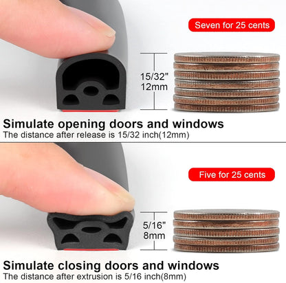 [New Upgrade] 19.7Ft Silicone Door Weather Stripping Door Seal Strip for Doors & Windows, Multi-Layer Soundproof Chamber Design, Self-Adhesive, Seal Large Gaps, Easy to Cut & Install