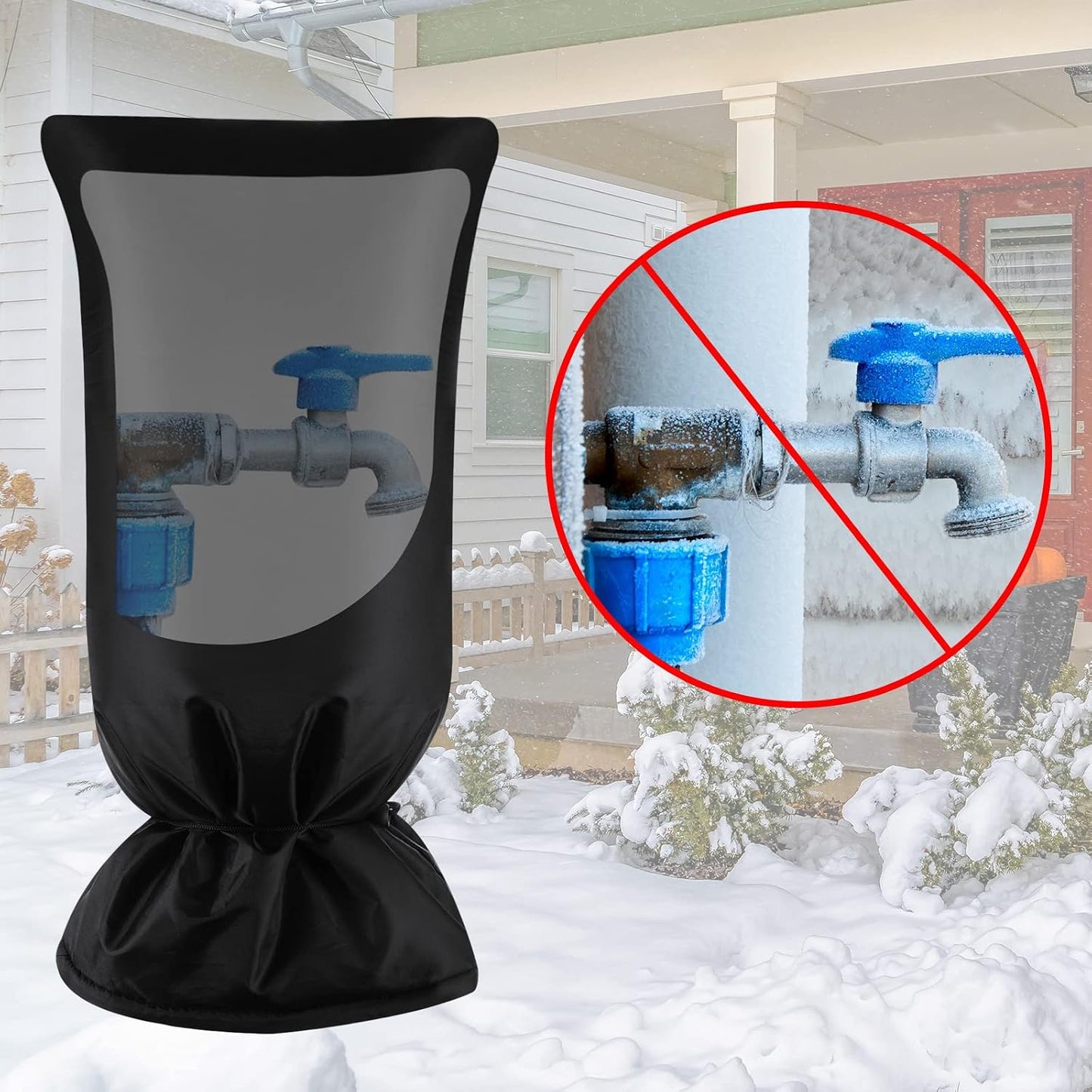 Large Faucet Cover, Outdoor Winter Faucet Protector, Spigot Cover Water Spigot Socks for Freeze Protection, 23.6'H x 11.8'W, Thickened Waterproof Insulation for Outdoor Garden Hose Tap(1 Piece)