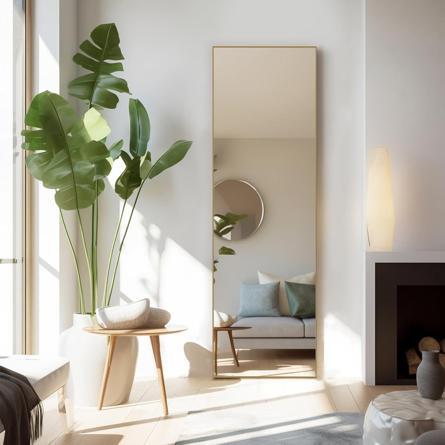 Arched Mirror Full Length, Upgraded 16"x59" Body Wall Mirrors with Shatter-Proof Glass, Floor Standing, Hanging or Leaning, Tall Arch Mirror with Stand Aluminum Alloy Frame for Bedroom Cloakroom