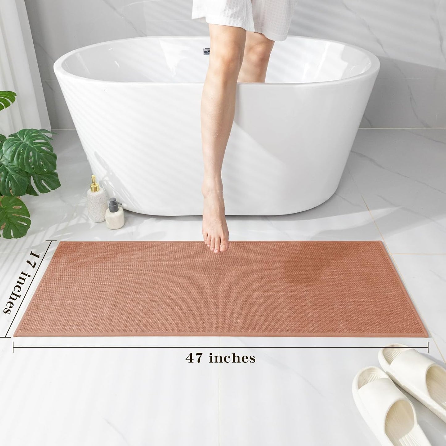 chakme Bathroom Rugs Mat 24x17, Ultra Thin Non Slip Bath Mat Small Quick Dry Absorbent Bath Mat for Bathroom Floor, (Dark Beige, 24"x17")