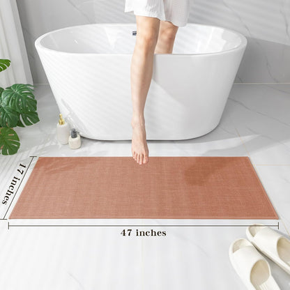 chakme Bathroom Rugs Mat 24x17, Ultra Thin Non Slip Bath Mat Small Quick Dry Absorbent Bath Mat for Bathroom Floor, (Dark Beige, 24"x17")