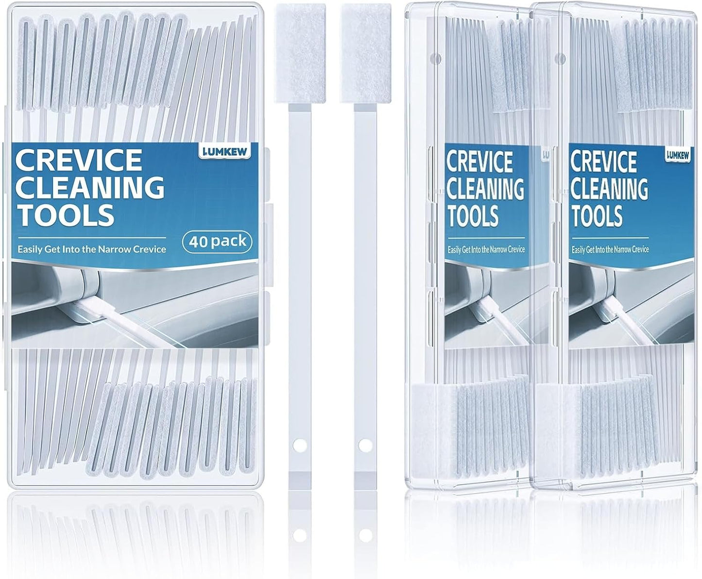 Lumkew 40Pcs Disposable Crevice Cleaning Brushes for Small Spaces, Detail Gaps Scrub Cleaner Brush Set for Toilet Bowl Corner, Household Cleaning Tool Supplies for Window Track, Door Grooves, Vent Fan