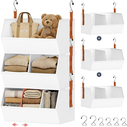 Hanging Closet Organizer Extra Large, Clothes Hanging Shelves for Closet with Divider, Collapsible Closet Storage System, Fabric Closet Hanging Organizer for Home, Dorm, Rv, ,Handbags, Underwear, Sock