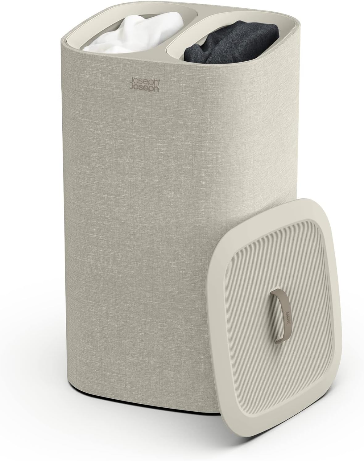Joseph Joseph Tota Trio 90 liter/23.8 gallon Laundry Hamper Separation Basket with lid, 3 Removable Washing Bags with Handles- Ecru
