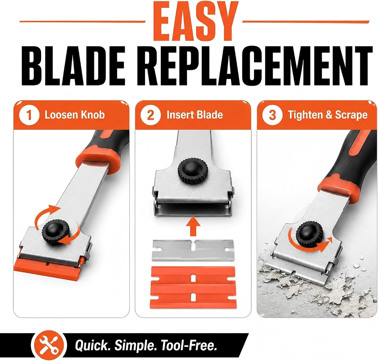 2 Pack Razor Blade Scraper with 10 Plastic and 20 Metal Blades for Removing Paint, Registration Sticker, Grease from Windshield, Glass Top Stove Cooktop Scraper