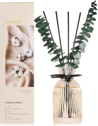 Airkeep Reed Diffuser Set 6.76 oz – Cherry Blossom Home Fragrance with Eucalyptus Sticks – Decorative Glass Bottle for Bathroom, Bedroom & Living Room Décor – Gift Ready