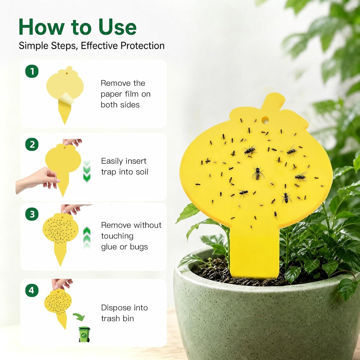 40 Pcs 5 Shapes Yellow Extremely Sticky Traps for Fungus Gnat, Fruit Fly, Fly, Whitefly, Flying Insect Catcher Traps for Houseplants, Kitchen, Indoor/Outdoor, Non-Toxic, Odorless, Pet and Kid Safe