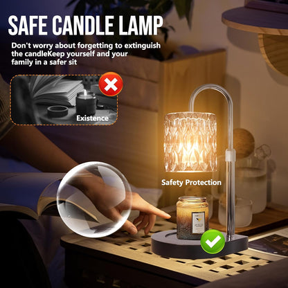 Fragrance Candle Warmer Lamp with 2 Bulbs Electric Candle Warmer with Timer & Dimmer for Home Decor