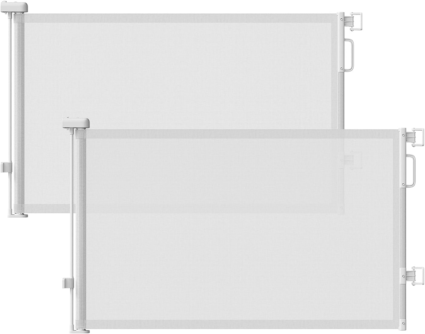 Retractable Baby Gate for Stairs & Doorways, Mesh Dog Gate Indoor Outdoor, Extends to 55" Wide 34" Tall Child Gate for Hallways, Deck, Porch, Pet Toddler Safety Essentials, Easy Install, Grey