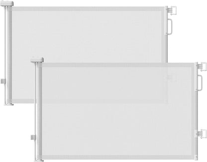 Retractable Baby Gate for Stairs & Doorways, Mesh Dog Gate Indoor Outdoor, Extends to 55" Wide 34" Tall Child Gate for Hallways, Deck, Porch, Pet Toddler Safety Essentials, Easy Install, Grey