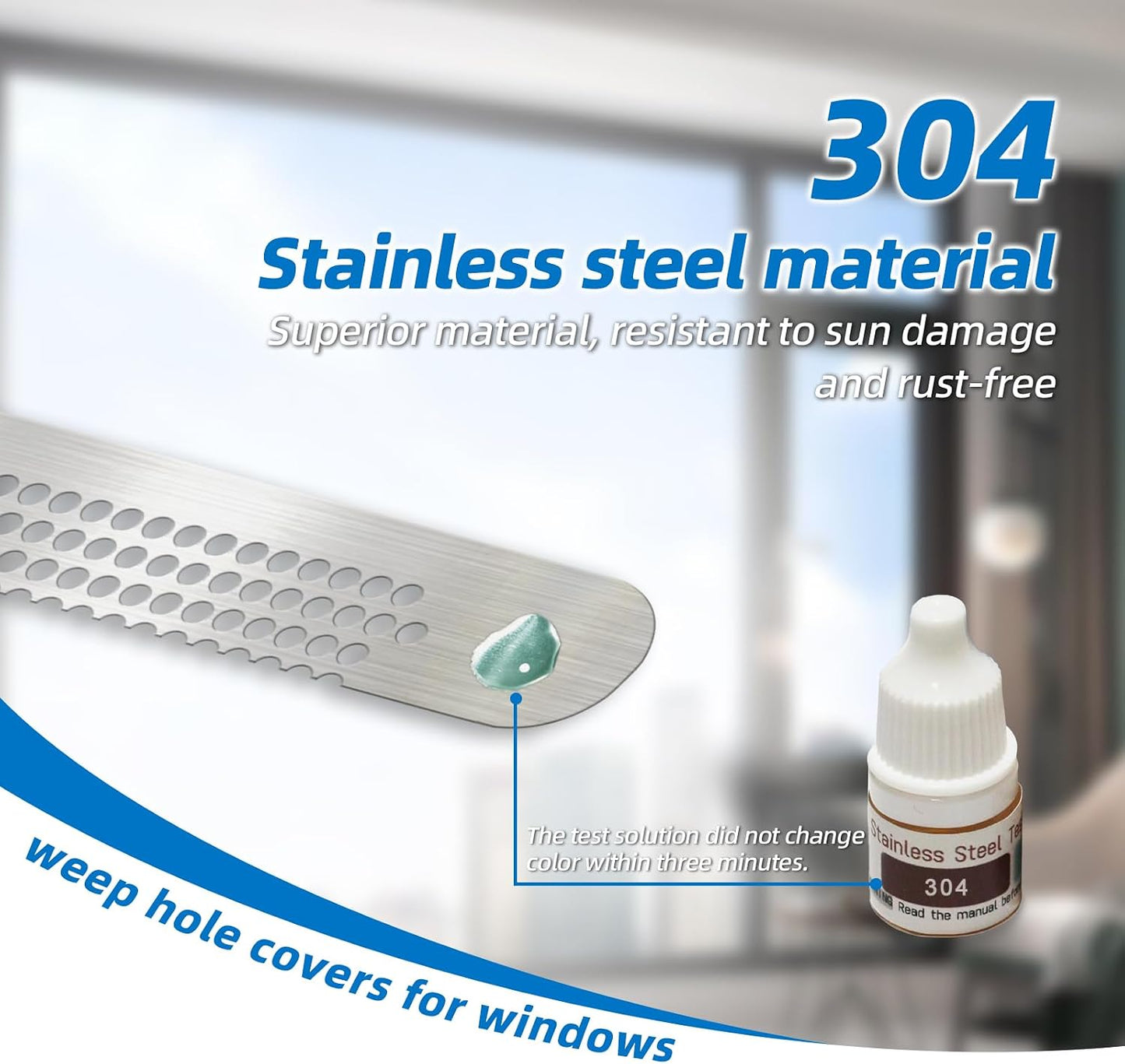 25PCS 304 Stainless Steel More Durable Window Weep Hole Screen Patch Drain Quickly PET Self Adhesive More Sticky & Waterproof (2.36in*0.59in(6cm*1.5cm))
