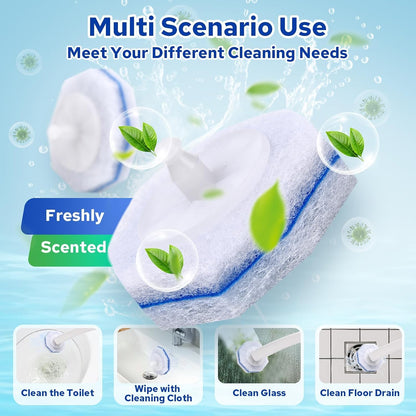 60pcs Disposable Toilet Brush Refills, Toilet Bowl Cleaner Refill Pads, Compatible with Most Toilet Cleaning Wands & Systems, Disposable Scrubber Refill Heads for Deep Bathroom Cleaning