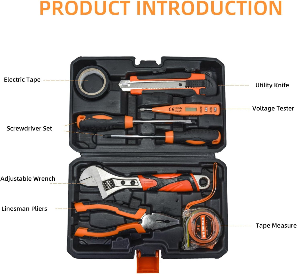Tool Kit Basic Home Repair Tool Set,General Household Tool Kit with Plastic Tool box,Perfect for Outdoor working,Office & College Dorm.Tools mainly include hand saw,wrench,hammer,Screwdriver