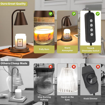 Hong-in Candle Warmer Lamp - with Timer & Dimmer, Modern Home Decor House Warming Gifts Wax Melt Warmer for Jar Candles, Cozy Birthday Gift for Women Mom (Black)
