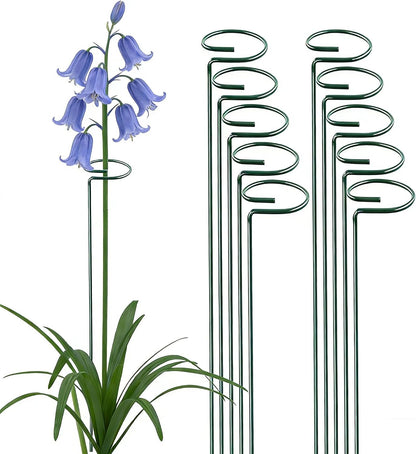 10 Pieces 24 inch Green Single Stem Plant Stakes Flower Support Rings,Gardening Planter Cages for Single Stem Flowers, Amaryllis, Peony, Lily,Narcissus