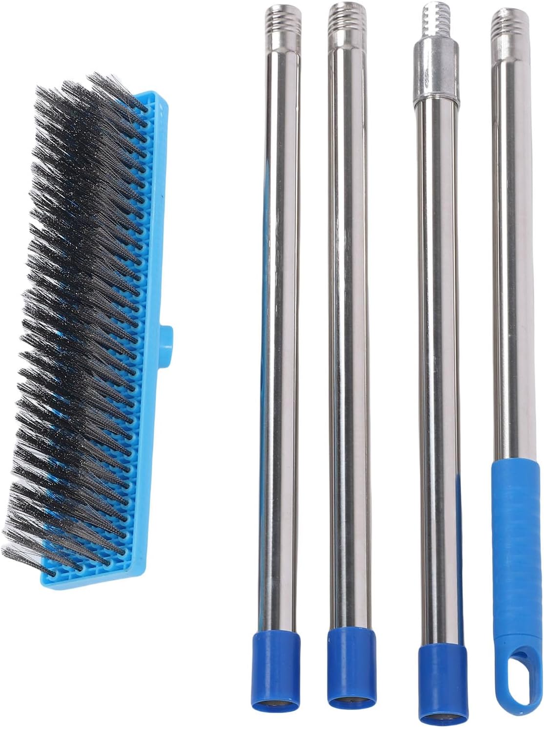 Heavy Duty Wire Brush, Heavy Duty Stainless Steel Metal Broom for Outdoor Floor Cleaning, Long Telescopic Handle for Patios and Decks (63 in)