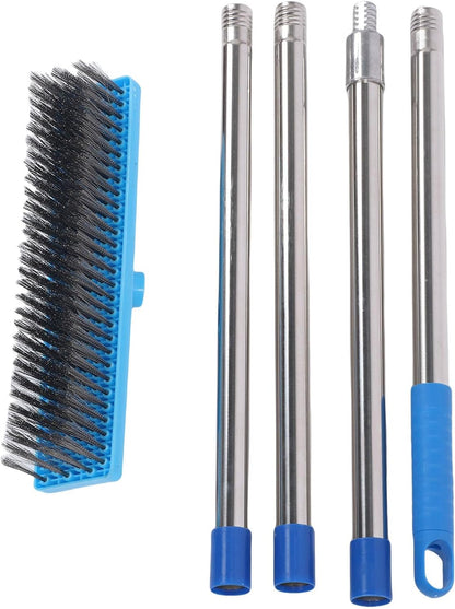 Heavy Duty Wire Brush, Heavy Duty Stainless Steel Metal Broom for Outdoor Floor Cleaning, Long Telescopic Handle for Patios and Decks (63 in)