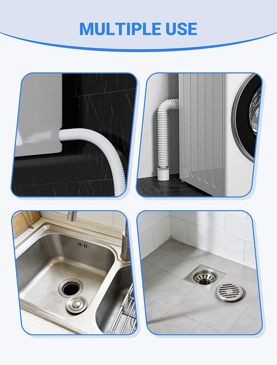 SARDVISA Drain Cleaning Brush, 66 Inch Double Ended Flexible Pipe Tube Cleaner with 3 Straw Brushes, Long Nylon Bristle Brush for Kitchen Sink, Bathroom, Shower Drain, and Pipe Buildup