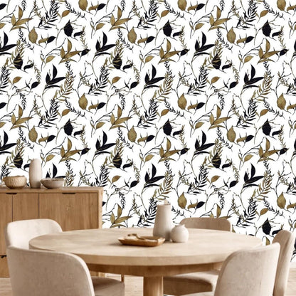 Sage Green and Blue Leaf Peel and Stick Wallpaper Modern Removable Self Adhesive Waterproof Renter Friendly Wall Covering for Bathroom and Accent Walls 17.7in x 88.5in