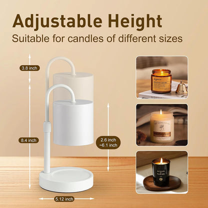 Briever Dimmable Candle Warmer Lamp with Timer, Height Adjustable Electric Candle Wax Warmer, Christmas Birthday Gifts for Women Mom, House Warming Gifts New Home Room Decor, Walnut Solid Wood Base
