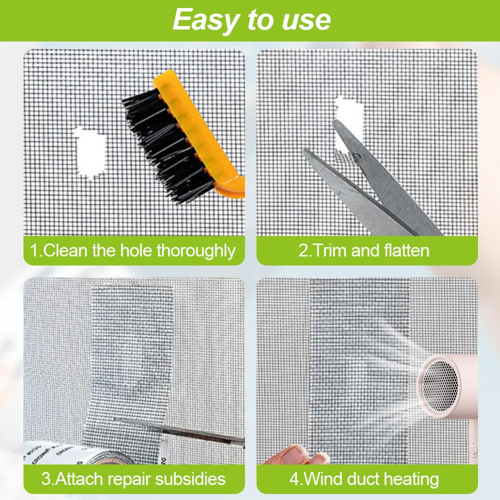 Screen Repair Tape,2in X 6.56 FT Window Screen Door Repair Kit,Screen Tape Mesh Repair,Strong Adhesive Fiberglass Mesh Patch Tape (Gray-1PC)