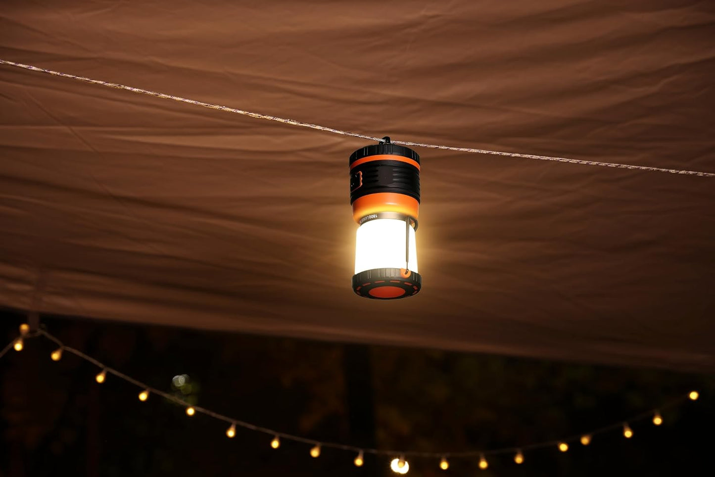 LED Camping Lantern Rechargeable, 1800LM, 4 Light Modes, 4400mAh Power Bank, IP44 Waterproof, Perfect Lantern Flashlight for Hurricane, Emergency, Power Outages, Home and More, USB Cable Included