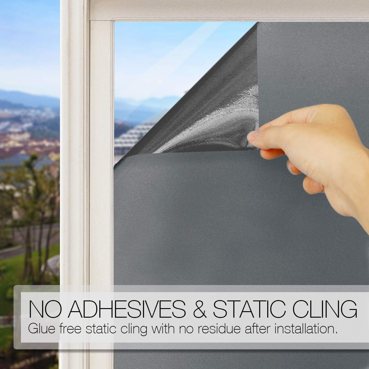 HIDBEA Frosted Window Privacy Film - Non Adhesive Static Cling Glass Stickers Sun UV Blocking Heat Control Door Covering Decals for Home Office, 23.6 x 78.7 Inch