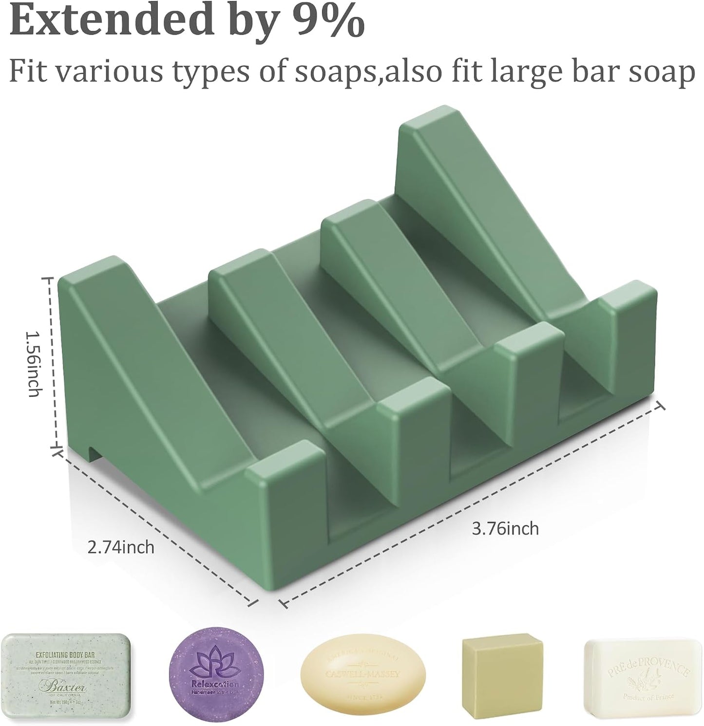 Silicone Soap Dish Set,3PCS Self Draining Soap Holder for Bar Soap | Self draining silicone soap dish with drainage,waterfall design keeps bar soap dry,extended soap holder for shower,bathroom