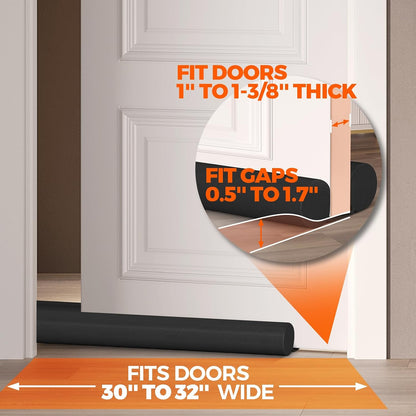 Holikme Door Draft Stopper Door Sweep Weather Stripping Noise Blocker Window Breeze Blocker Adjustable Draft Door Closers, Grey