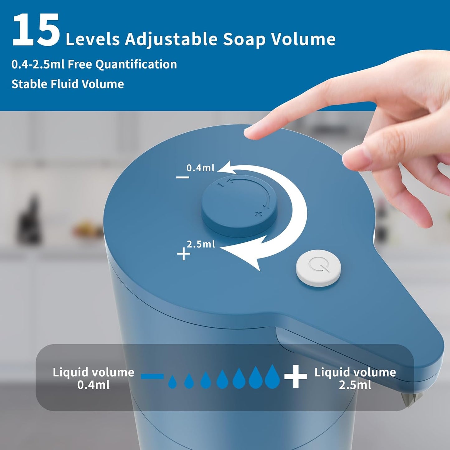 Aunmaon Automatic Soap Dispenser Touchless, Hands-Free, Multi Adjustable Volume, Long Battery Life, Compatible with Thick & Thin Dish/Hand Soap for Bathroom and Kitchen, Easy for Toddlers, Black