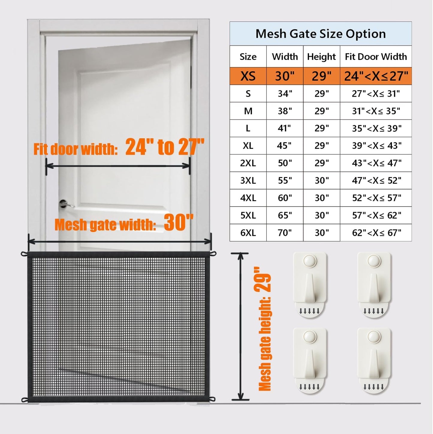 Cupount Dog Screen Mesh Gate for Stairs Pet Gates for The House: for Doorways Stairways Indoor 29 inches Tall, 38 inch Wide, Fits 32-35 inch Openings